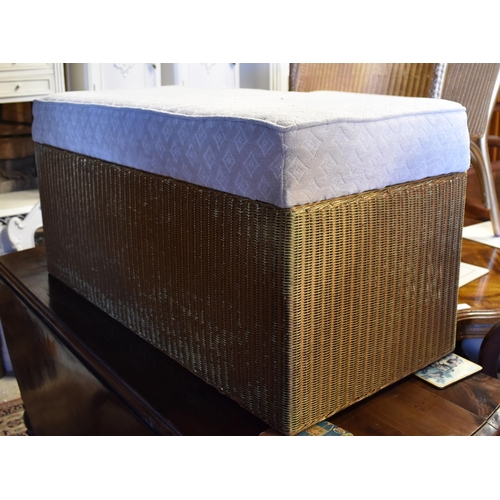 510 - Original Lloyd Loom 'Lusty' range (gold) - two laundry baskets, a bedside cabinet, an ottoman and a ... 