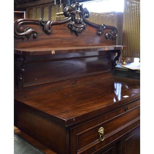 514 - A Victorian mahogany chiffonier with fitted secretaire drawer, over a pair of cabinet doors, 100 cm ... 