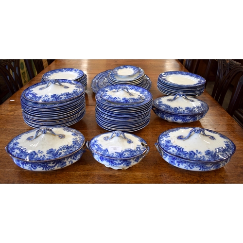 98 - An extensive Doulton Burslem blue and white 'Melrose' dinner service (75 piece approx including cove... 