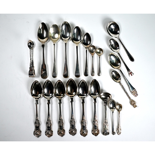 24 - A set of six Victorian silver Kings pattern teaspoons, William Corbett, Glasgow 1864, to/w various o... 