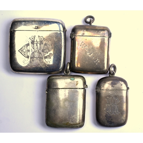 30 - Two Victorian silver vesta cases, Chester 1894/Birmingham 1898, to/w an Edwardian vesta case, Sheffi... 