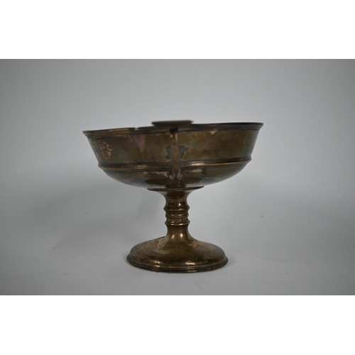 40A - A stemmed silver bowl with twin handles, on circular domed foot, Martin, Hall & Co, Sheffield 1905, ... 