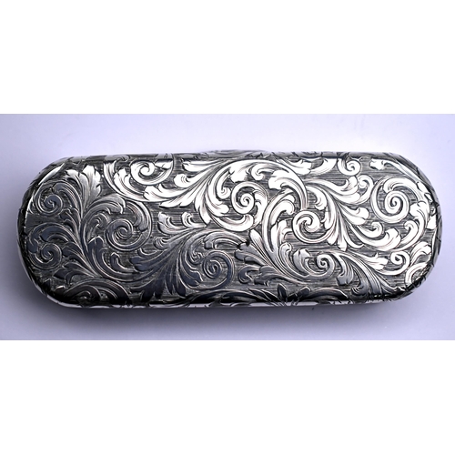 42 - Nathaniel Mills: Victorian silver snuff box with foliate engraving, inscribed 'From Lieut. Wm. Seymo... 