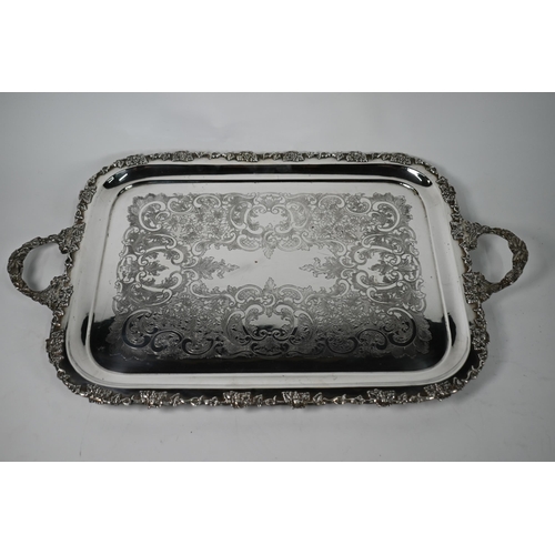 4A - A pair of 19th Century old Sheffield plate entrée dishes and covers with gadrooned rims, to/w a plat... 