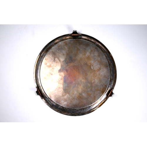 58 - A silver salver with beaded rim, presentation engraving to Geoffrey Treasure, Grove housemaster, Har... 