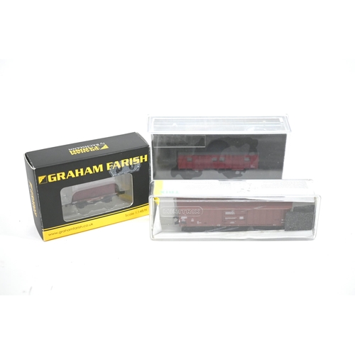 1231 - N gauge - A boxed Graham Farish 377-328A Conflat with BD container (with card sleeve) to/w a Dapol 2... 