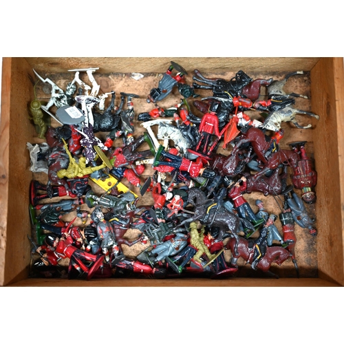 1235 - A quantity of Britains and other die cast soldiers and other figures, in played-with condition