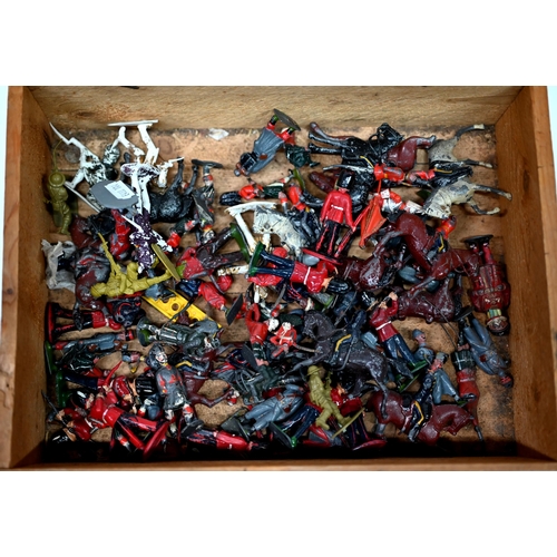 1235 - A quantity of Britains and other die cast soldiers and other figures, in played-with condition