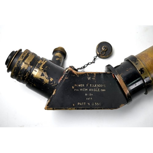 1240 - An Artillery Power 7 Telescope for High Angle Gun No 134 1933, by W Ottway & Co Ltd London, 62 cm lo... 