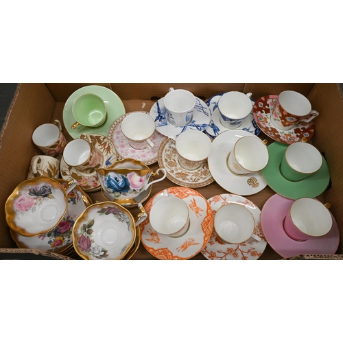 105 - Eleven various Victorian china trembleuse cups and saucers, six Royal Albert cabinet tea cups and sa... 