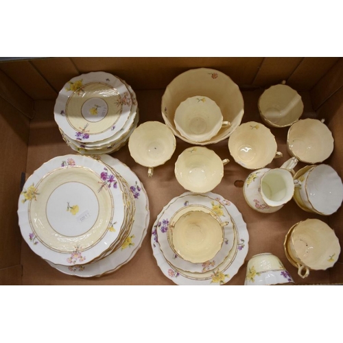 151 - Edwardian Moore china tea service with floral printed and painted decoration (box)