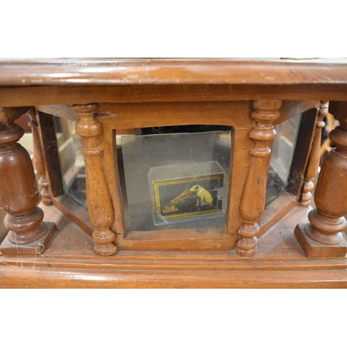 194 - HMV gramophone with brass horn and glazed wooden base (A/F)