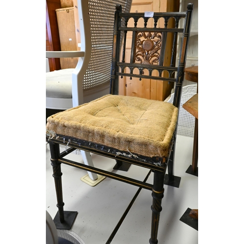 247 - A 19th century ebonised Aesthetic movement side chair to/w Edwardian inlaid mahogany oval table, oct... 