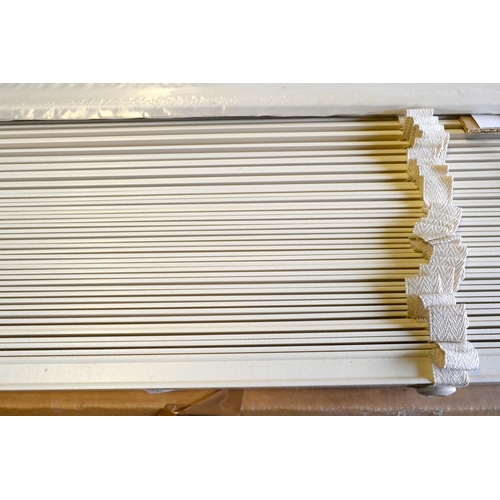 276 - Nine new boxed old stock venetian wood slat blinds, finished in chalk, each 120 cm x 160 cm drop, bo... 