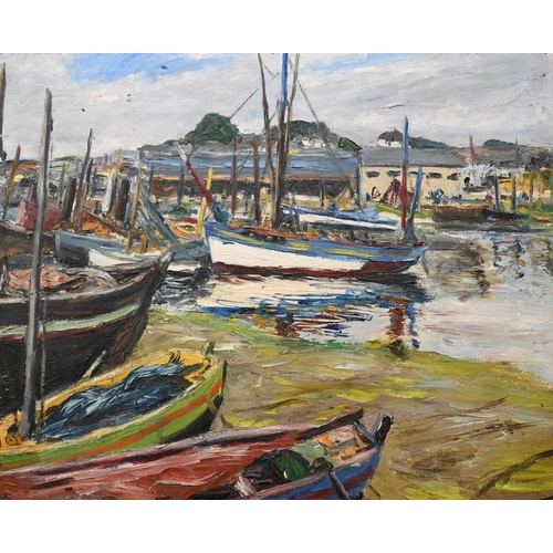 301 - Christopher Holt - Four various oil on canvas paintings - landscapes, harbour etc, (4)