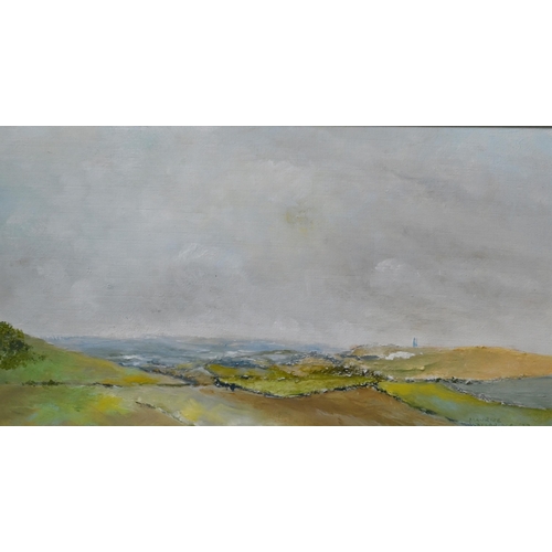 305 - Maurice Wallbridge - Two oil on board landscapes, 18 x 31 cm and 29 x 35 cm to/w King's Gate Winches... 