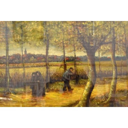 312 - Two farming scenes in the Dutch manner, oil on canvas, 36 x 53 cm