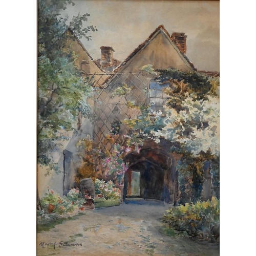 347 - Mary Stevens (fl 1886-1925) - 'Gable House', watercolour, signed lower left, 41 x 29 cm