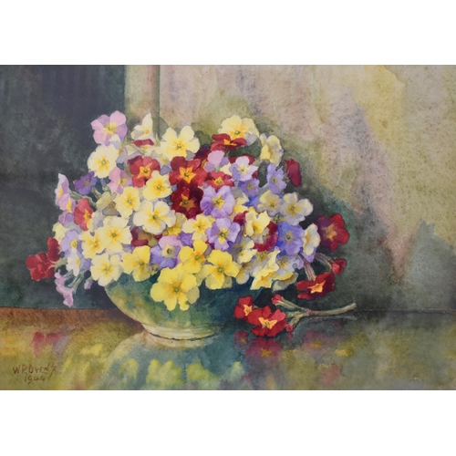 356 - W R Ovens - Two watecolours - still life study with flowers, signed and dated 1944, 27 x 37 cm and a... 