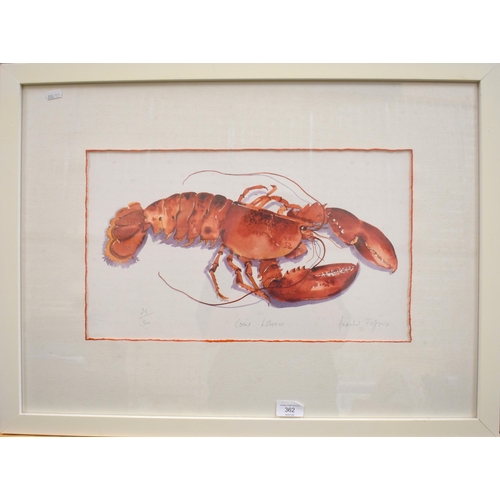 362 - Annabel Fairfax - 'Coral Lobster', ltd ed print 25/300, 27 x 46 cm and John Thirsk Llangefor print a... 