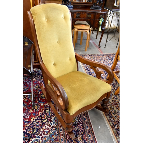 427 - Early 20th century oak drop leaf table on turned gateleg action base to/w a rocking chair a/f (2)