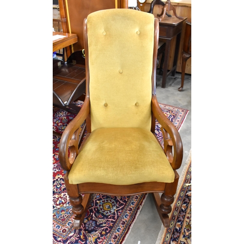 427 - Early 20th century oak drop leaf table on turned gateleg action base to/w a rocking chair a/f (2)