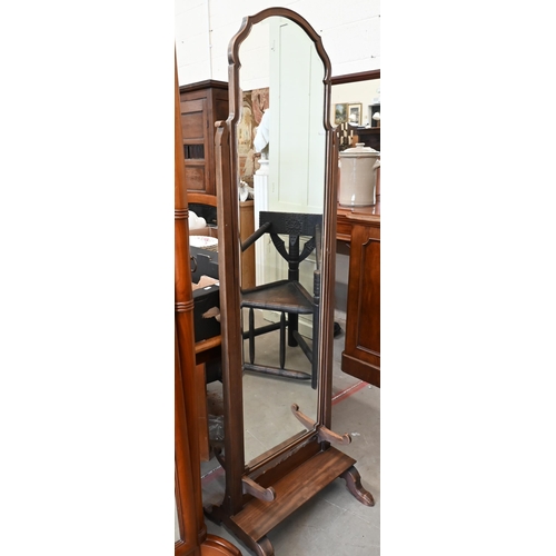 433 - Regency style mahogany framed cheval mirror, 160 cm h