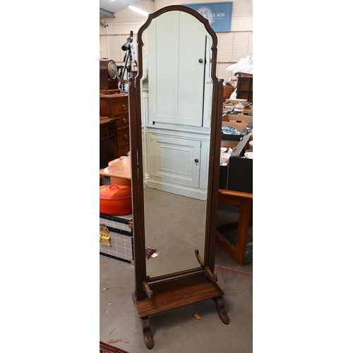 433 - Regency style mahogany framed cheval mirror, 160 cm h