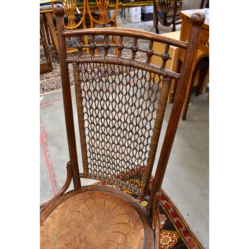 448 - A 19th century mahogany circular backed hall chair, provincial elm wheelback carver chair and oak si... 