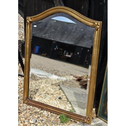 601 - Bevelled arched wall mirror in gilt frame to/w two other rectangular mirrors (3)