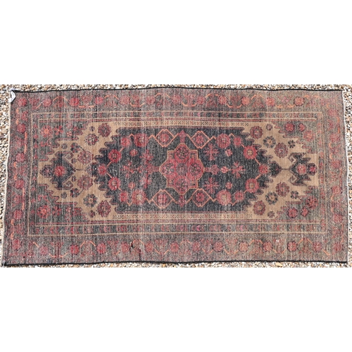 625 - A Persian Malayer rug, the camel ground centred by a medallion, 222 cm x 120 cm