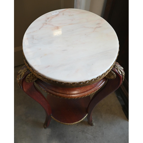 675 - A French oak marble top jardiniere stand with gilt metal mounts in the Louis XV style