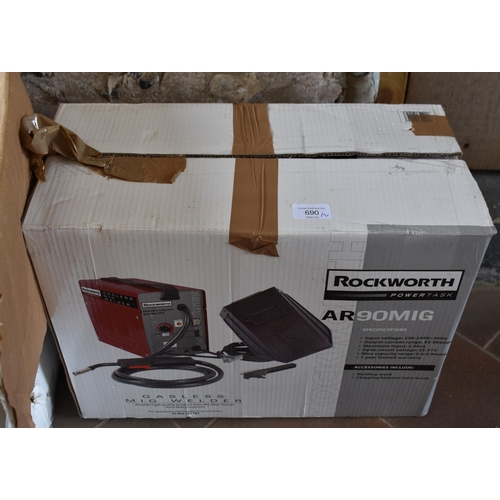 690 - Powerbase radial arm mitre saw to/w Rockworth AR90 mig welder - boxed (2)