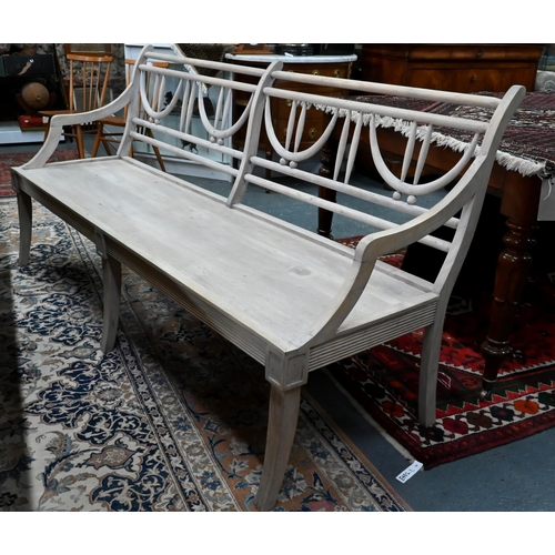 71 - Susie Watson Designs, a weathered acacia wood Gustavian dining table table, 230 cm x 100 cm x 81 cm ... 