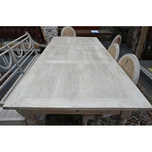 71 - Susie Watson Designs, a weathered acacia wood Gustavian dining table table, 230 cm x 100 cm x 81 cm ... 