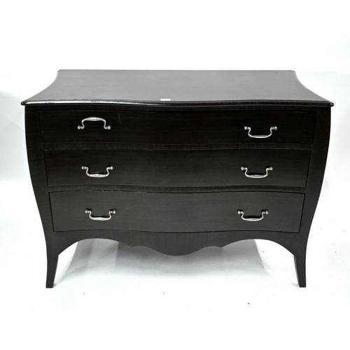 97 - Julian Chichester, a contemporary commode chest in smoked oak, of three long drawers with polished s... 