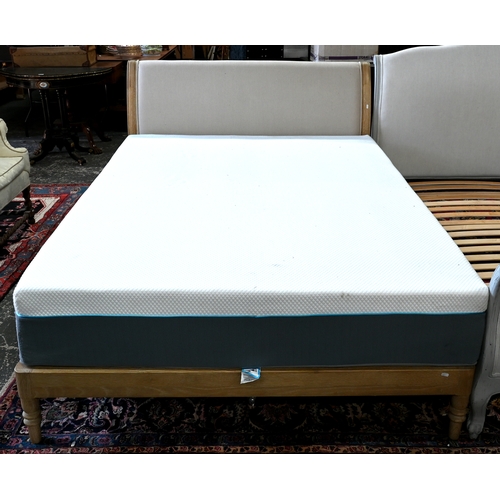 80A - Loaf - A French style double bed with oatmeal upholstery to/w a Simba mattress, 150 cm wide (2)