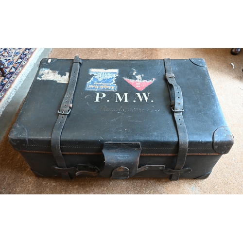 677A - A black luggage trunk initialled PMW by repute the once property of Major APW Wardlaw, of the Royal ... 