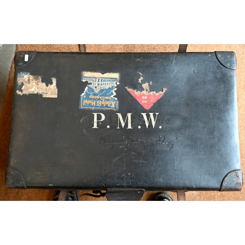 677A - A black luggage trunk initialled PMW by repute the once property of Major APW Wardlaw, of the Royal ... 