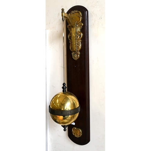 39 - A Thwaites & Reed (no 347) brass falling globe gravity clock with weight driven eight day movement m... 