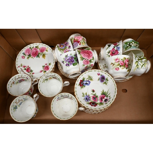 56 - Royal Albert china Flower of the Month 36-piece tea service to/w over 40 crested china miniatures (2... 
