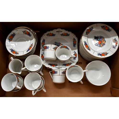 57 - Czechoslovakian 'Union' china tea service printed with fruit to/w a Staffordshire Calypso ceramic di... 