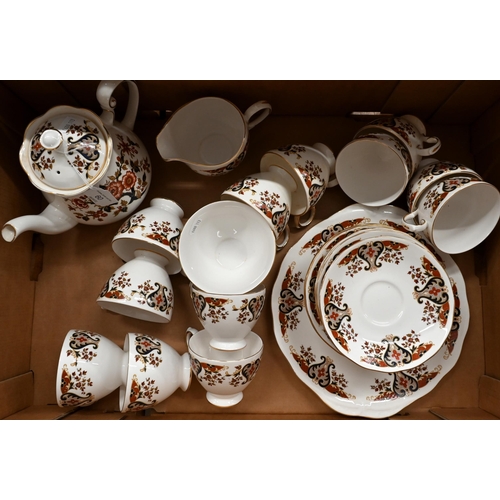 60 - Colclough Royale china dinner/tea service for twelve, printed floral and scroll design