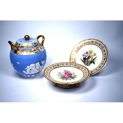 74 - A Georgian Spode china globular pot pourri vase with pierced dome cover and inner solid cover, patte... 