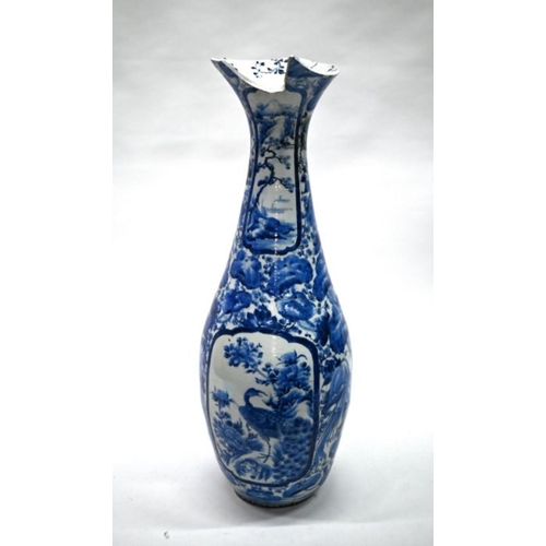 84 - A large 19th century Japanese Arita blue and white floor vase of baluster form, Meiji period (1869-1... 