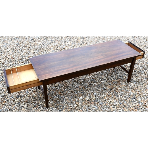 501 - A hardwood rectangular coffee table, 122 cm x 45 cm x 42.5 cm h