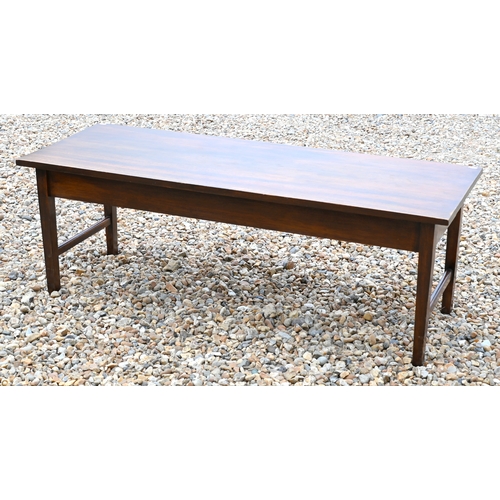 501 - A hardwood rectangular coffee table, 122 cm x 45 cm x 42.5 cm h