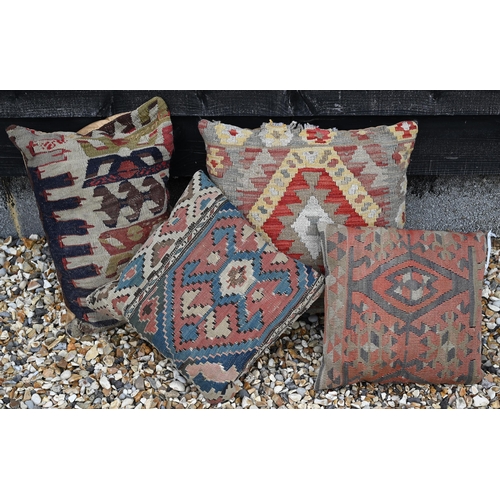 511 - Four various antique kelim cushions (4)