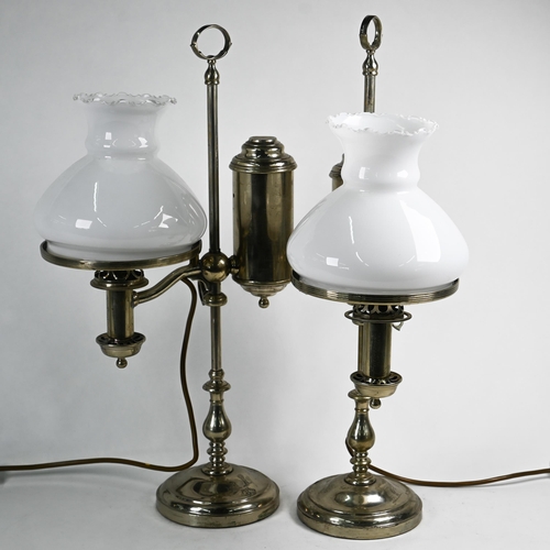 1 - A pair of 19th century electroplated Miller & Sons of Piccadilly Student lamps, converted to ele... 