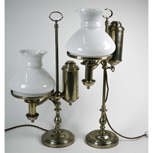 1 - A pair of 19th century electroplated Miller & Sons of Piccadilly Student lamps, converted to ele... 